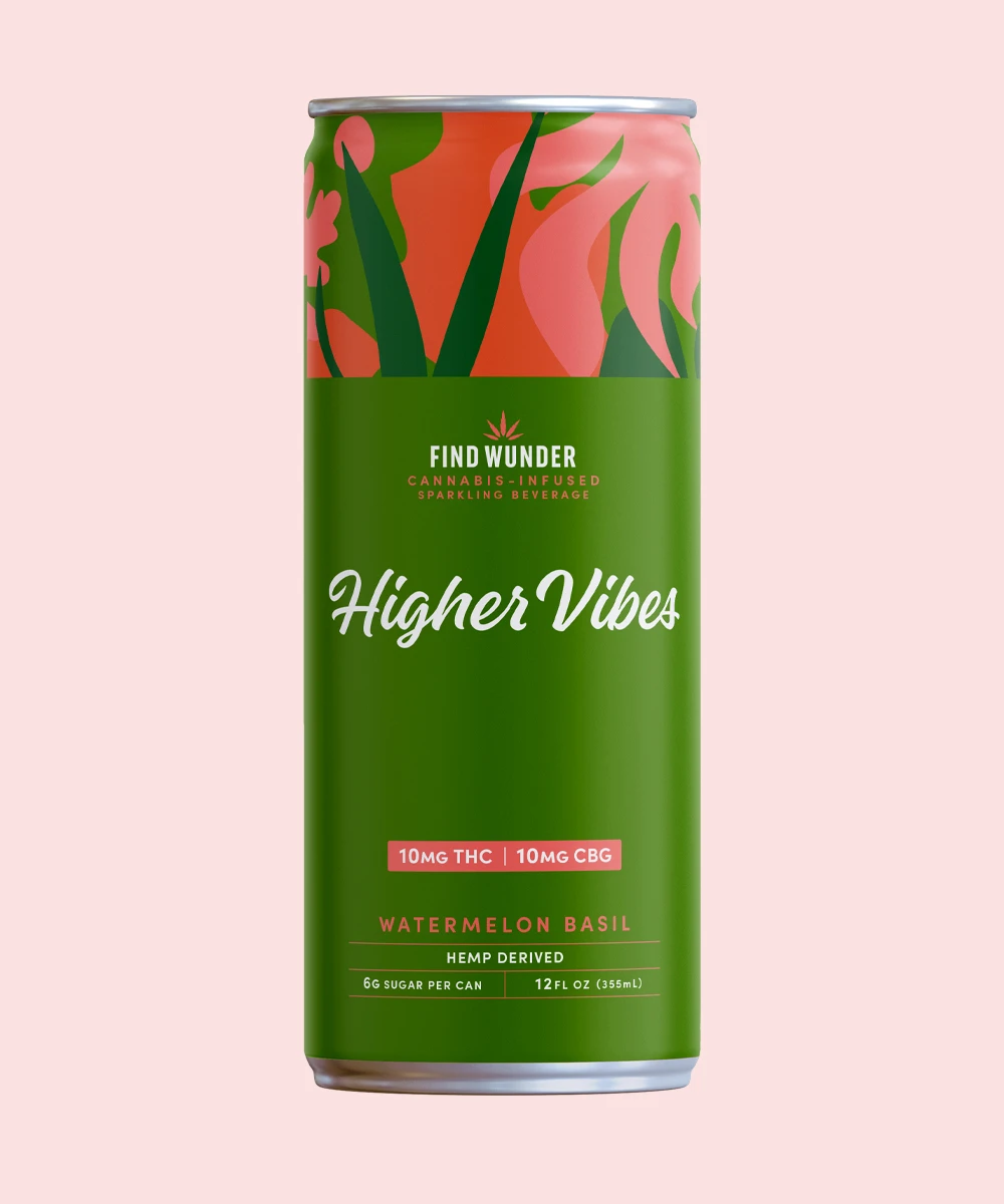 A Watermelon Basil cannabis infused seltzer with 10mg of THC.